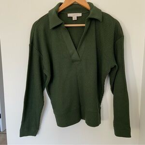 LOFT Women's Olive Ribbed Sweatshirt